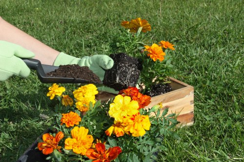 Gardener reviewing booking details and service scope